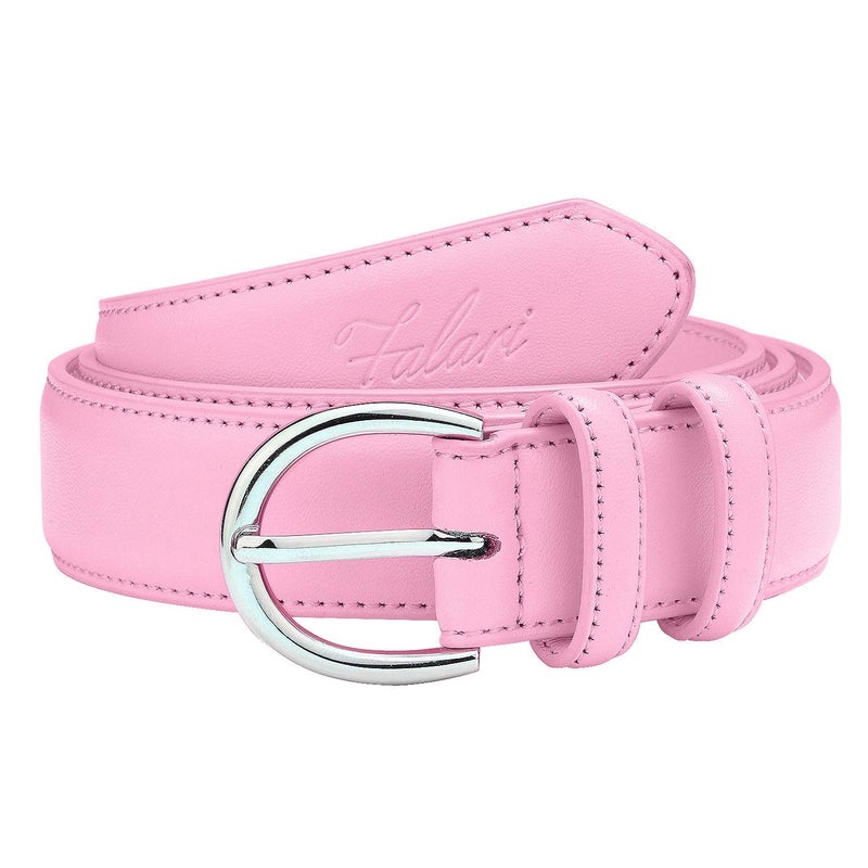 Falari Women Genuine Leather Belt Fashion Dress Belt With Single Prong Buckle 6028-Pink-S - Image 2